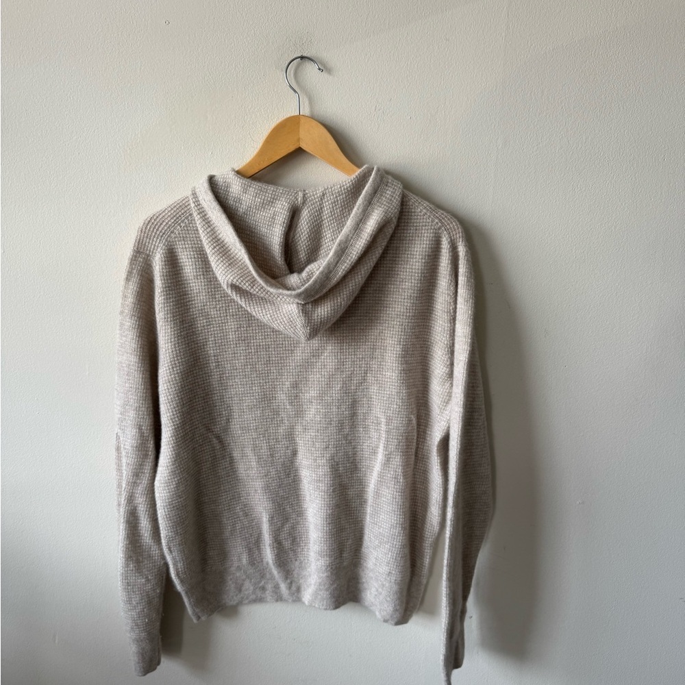 J. Crew Beige Cashmere Waffle Knit Hoodie - Picture 10 of 10